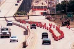 Picture of a work zone on a bridge