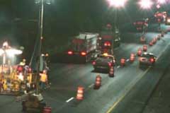 Picture of a work zone at night
