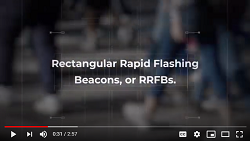 Screenshot of video reads Rectangular Rapid Flashing Beacons, or RRFBs.