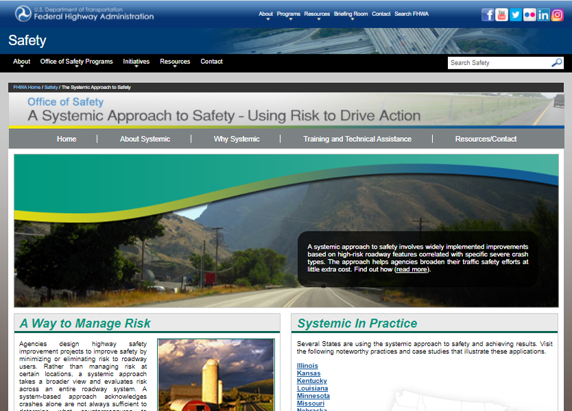 Screenshot of Systemic Approach to Safety website.